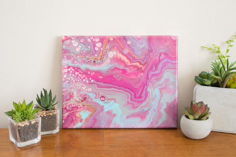 Pink Abstract Painting - 8x10 Pink Waves Abstract Art - april bern art & photography