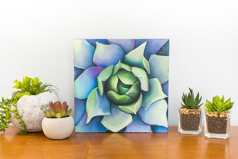Technicolor Agave Painting - 8x8 inch Original Oil Painting - april bern art & photography