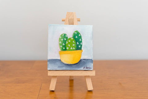 Small Cactus Trio Painting - 3x3 Original Oil Painting - april bern art & photography