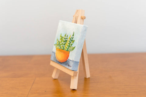 Mini Succulent Zebra Plant Painting - 3x3 Original Oil Painting - april bern art & photography