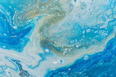 Ocean Abstract Art - 10 x 10 Blue Acrylic Painting - april bern art & photography