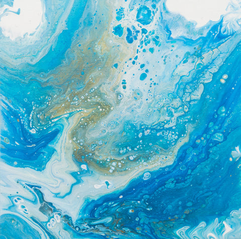 Ocean Abstract Art - 10 x 10 Blue Acrylic Painting - april bern art & photography