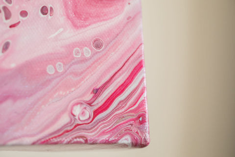 Small Pink Agate Painting - 4x4 Abstract Art - april bern art & photography