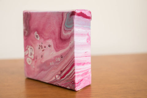 Small Pink Agate Painting - 4x4 Abstract Art - april bern art & photography
