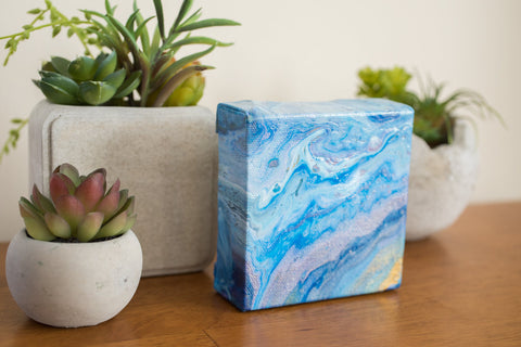 Small Blue and Purple Agate Painting - 4x4 Abstract Art - april bern art & photography