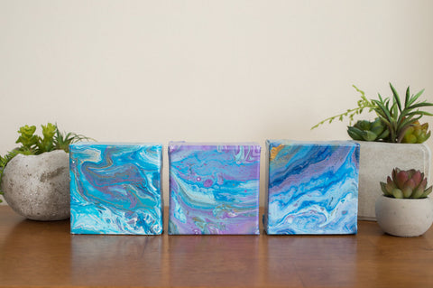 Small Blue and Purple Agate Painting - 4x4 Abstract Art - april bern art & photography