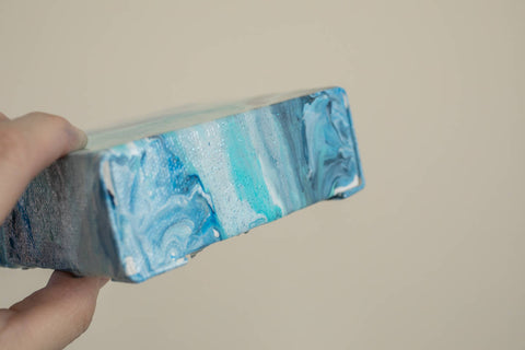 Mini Blue Agate Painting - 4x4 Abstract Art - april bern art & photography
