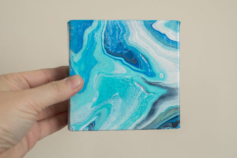 Mini Blue Agate Painting - 4x4 Abstract Art - april bern art & photography