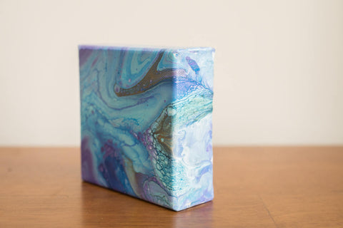 Purple and Blue Abstract Painting - 4x4 Abstract Art - april bern art & photography