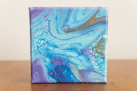 Purple and Blue Abstract Painting - 4x4 Abstract Art - april bern art & photography