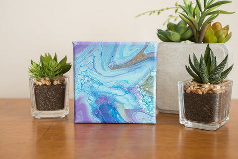 Purple and Blue Abstract Painting - 4x4 Abstract Art - april bern art & photography