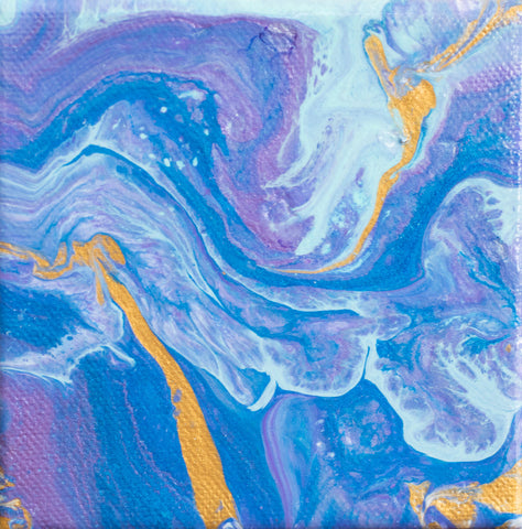 Blue and Purple Abstract Painting - 4x4 Abstract Art - april bern art & photography