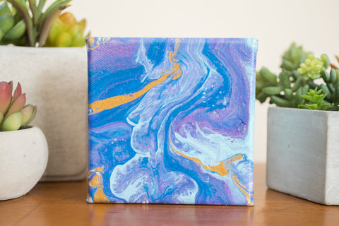 Blue and Purple Abstract Painting - 4x4 Abstract Art - april bern art & photography