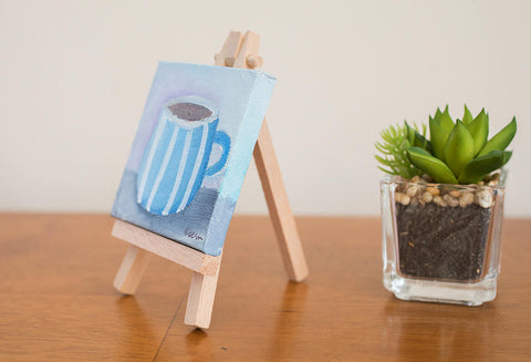 Mini Coffee Cup - 3"x3" Original Oil Painting - april bern art & photography