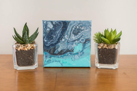 Tiny Ocean - 4x4 Abstract Acrylic Painting - april bern art & photography