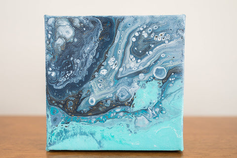 Tiny Ocean - 4x4 Abstract Acrylic Painting - april bern art & photography