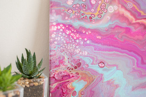 Pink Abstract Painting - 8x10 Pink Waves Abstract Art - april bern art & photography