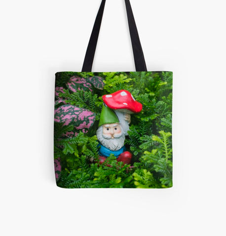 Ready to Ship - 16x16 Garden Gnome Canvas Tote Bag - april bern art & photography