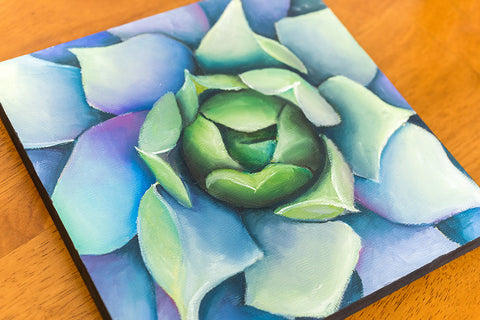 Technicolor Agave Painting - 8x8 inch Original Oil Painting - april bern art & photography