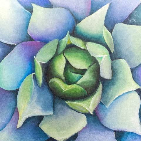 Technicolor Agave Painting - 8x8 inch Original Oil Painting - april bern art & photography