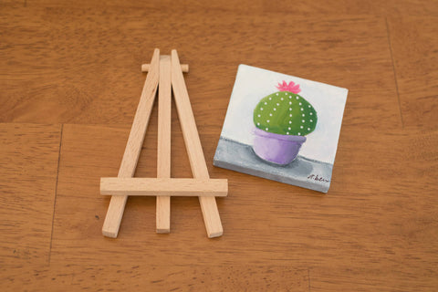 Cactus Art Tiny Cactus Original Oil Painting - 3x3 Original Oil Painting - april bern art & photography