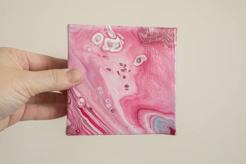 Small Pink Agate Painting - 4x4 Abstract Art - april bern art & photography