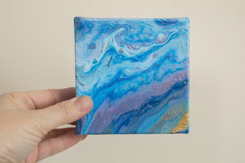 Small Blue and Purple Agate Painting - 4x4 Abstract Art - april bern art & photography