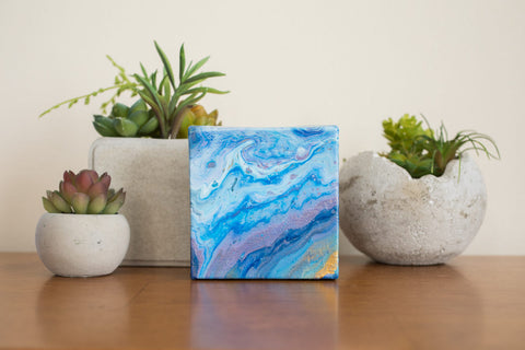 Small Blue and Purple Agate Painting - 4x4 Abstract Art - april bern art & photography