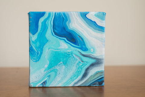 Mini Blue Agate Painting - 4x4 Abstract Art - april bern art & photography