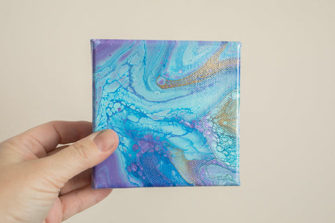 Purple and Blue Abstract Painting - 4x4 Abstract Art - april bern art & photography
