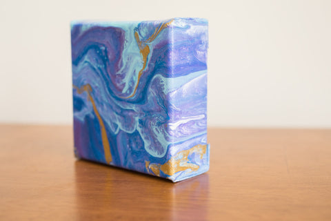 Blue and Purple Abstract Painting - 4x4 Abstract Art - april bern art & photography