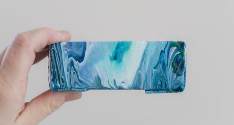 Small Green and Blue Abstract Painting - 4x4 Abstract Art - april bern art & photography