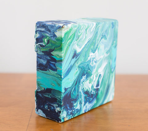 Mini Green Abstract Painting - 4x4 Abstract Art - april bern art & photography