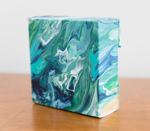 Mini Green Abstract Painting - 4x4 Abstract Art - april bern art & photography
