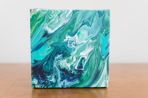 Mini Green Abstract Painting - 4x4 Abstract Art - april bern art & photography