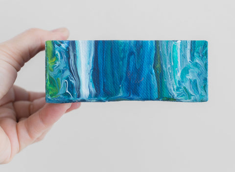 Blue Tide Acrylic Painting - 4x4 Abstract Art - april bern art & photography