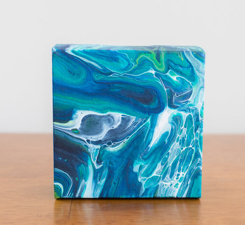 Blue Tide Acrylic Painting - 4x4 Abstract Art - april bern art & photography