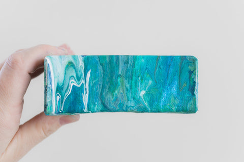 Modern Art Blue Acrylic Painting - 4x4 Abstract Art - april bern art & photography