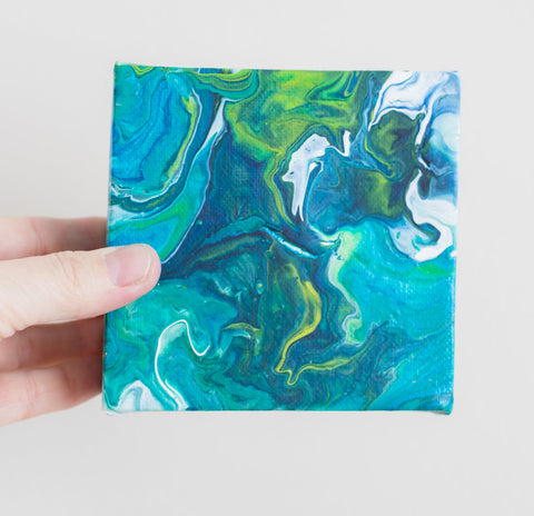 Modern Art Blue Acrylic Painting - 4x4 Abstract Art - april bern art & photography