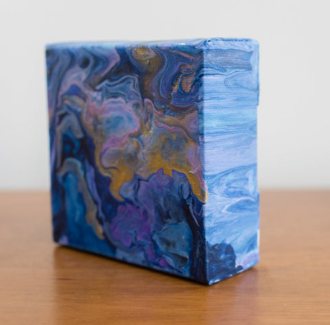 Blue Magic Acrylic Fluid Art Painting - 4x4 Abstract Art - april bern art & photography