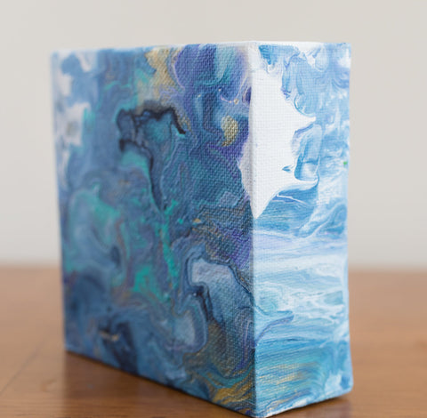 Small Blue Ocean Abstract Painting - 4x4 Abstract Art - april bern art & photography