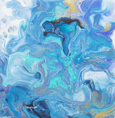 Small Blue Ocean Abstract Painting - 4x4 Abstract Art - april bern art & photography
