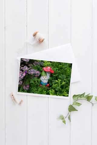 Garden Gnome Blank Greeting Card - april bern art & photography