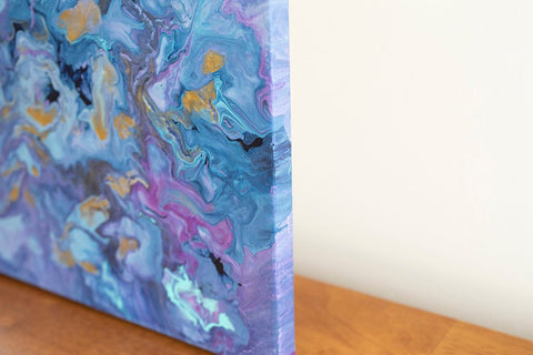 Purple Clouds Abstract Art - 12x12 Acrylic Painting - april bern art & photography
