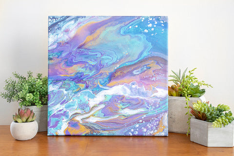 Colorful Galaxy Abstract Art - 12x12 Acrylic Painting - april bern art & photography