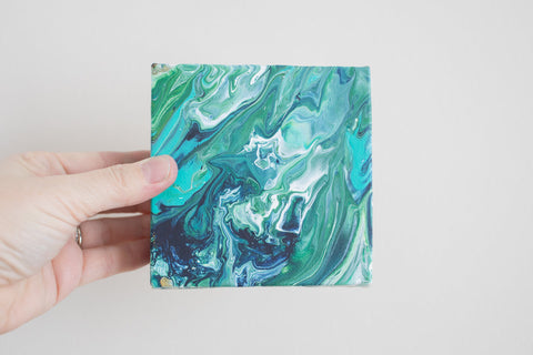 Mini Green Abstract Painting - 4x4 Abstract Art - april bern art & photography