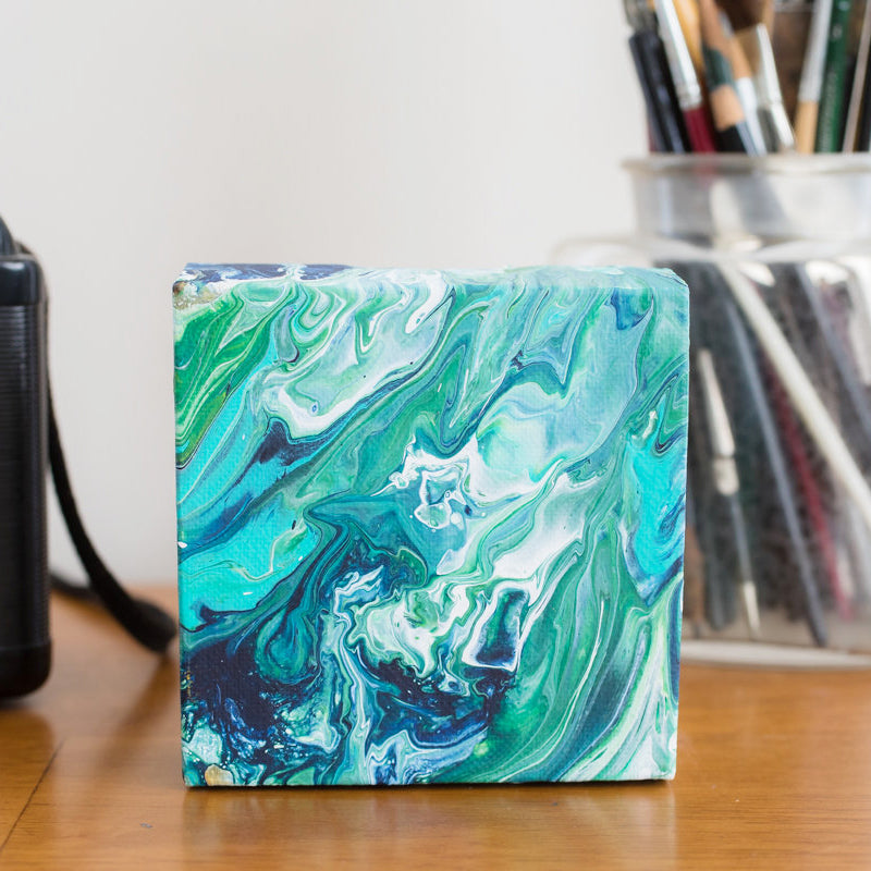 Mini Green Abstract Painting - 4x4 Abstract Art - april bern art & photography