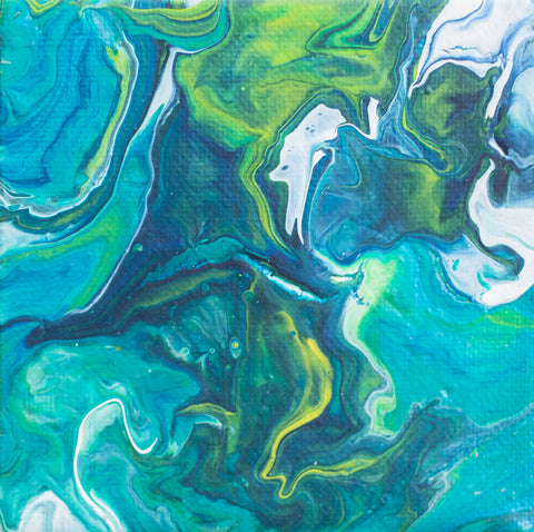 Modern Art Blue Acrylic Painting - 4x4 Abstract Art - april bern art & photography