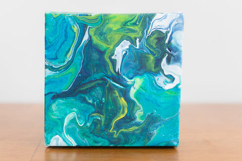 Modern Art Blue Acrylic Painting - 4x4 Abstract Art - april bern art & photography