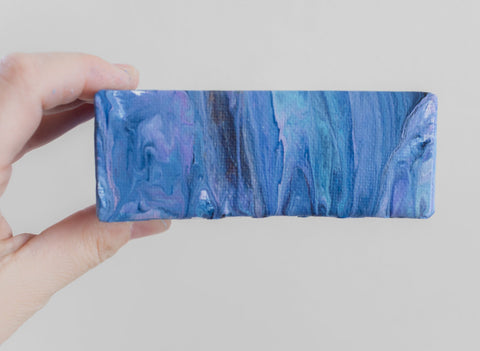 Blue Magic Acrylic Fluid Art Painting - 4x4 Abstract Art - april bern art & photography